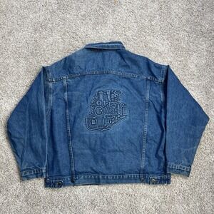 Vintage Tyca Jacket Mens XL Railway Embossed Denim Trucker Made in USA A Of M